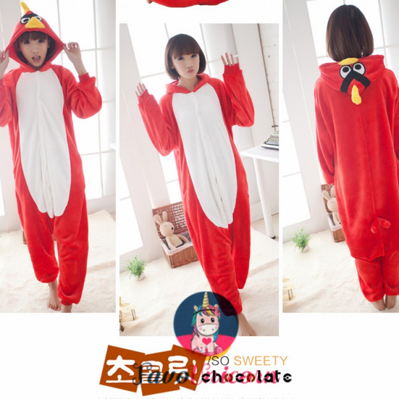 Red Bird Animal Adult Onesie Costume Pajama Halloween Outfit -  
