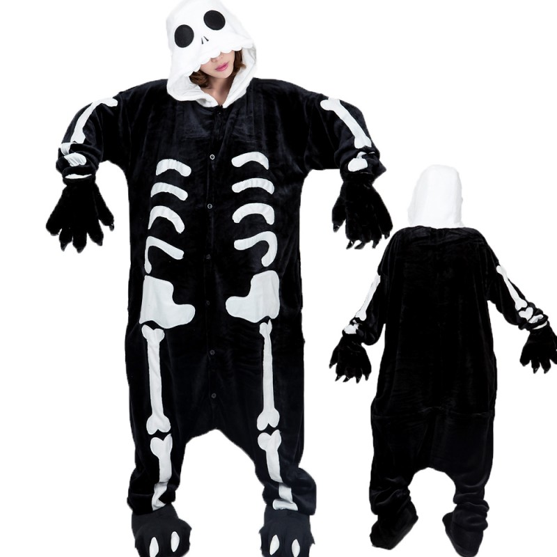 Skeleton Costume Onesie for Women & Men Pajamas Halloween Outfit ...