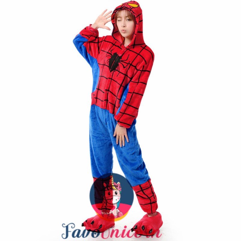 Adult Spider Man Onesie Pajamas Animal Halloween Costumes for Women & Men
