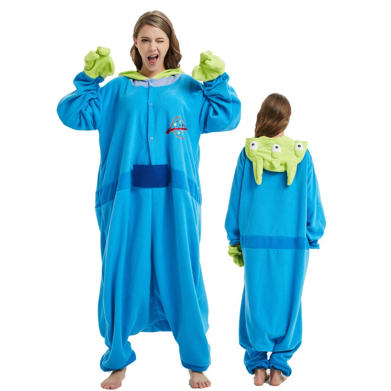 Toy Story Three-eyed Monster Onesie Costume Pajama for Adult Women & Men  Halloween Costumes 