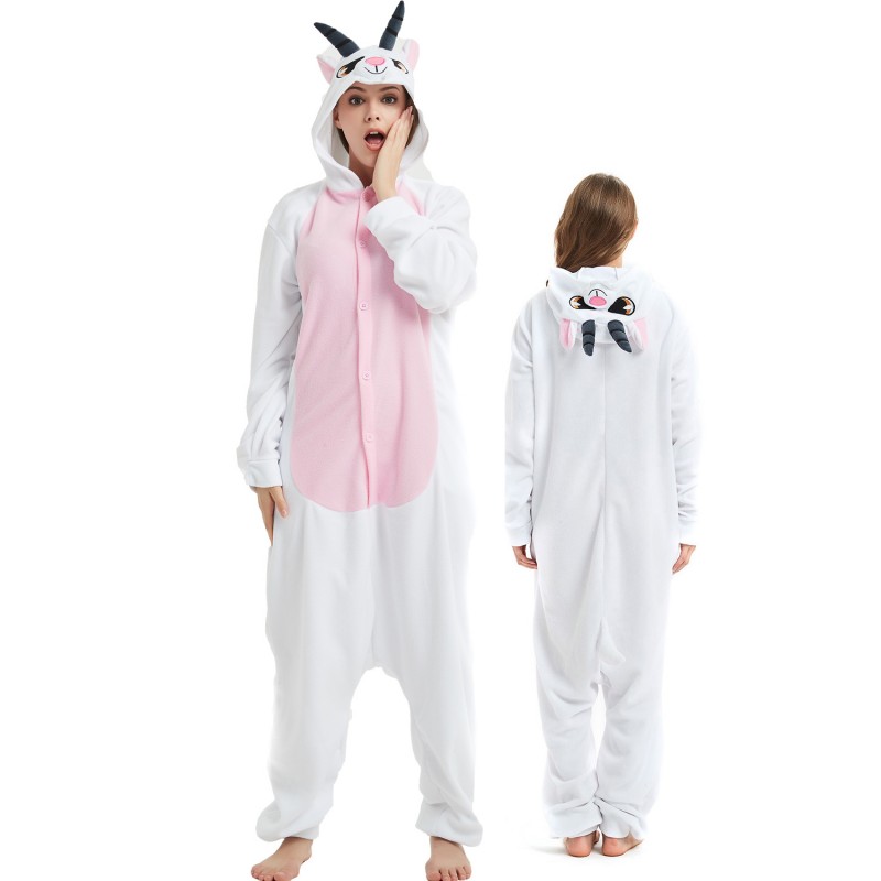 Goat Onesie Costume Pajama for Adult Women & Men Halloween Costumes 