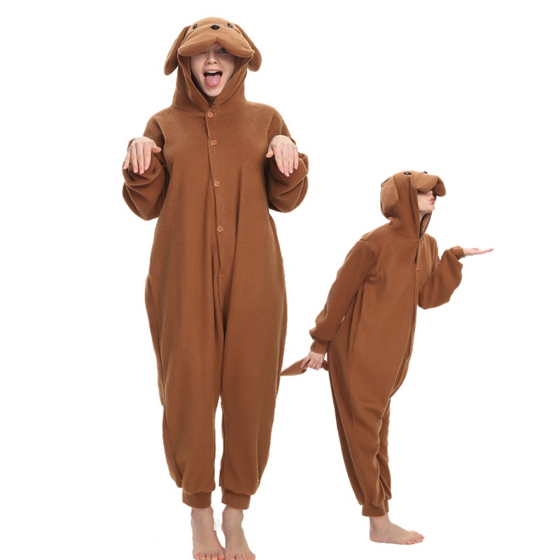 Teddy Dog Onesie Costume Pajama for Adult Women & Men Halloween ...