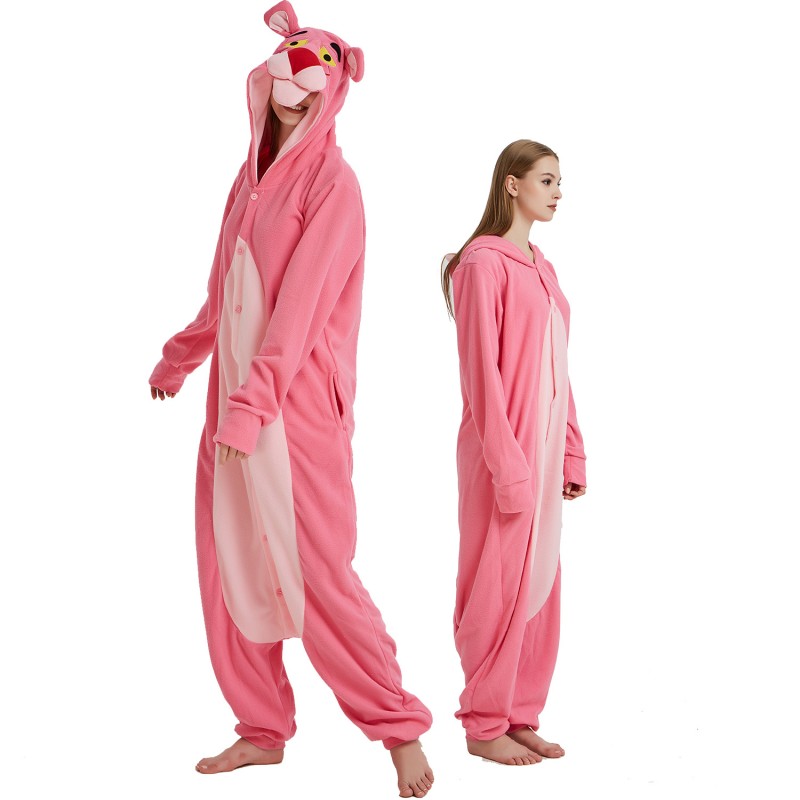Pink Panther Onesie Costume Pajama for Adult Women & Men Halloween Costumes - Favounicorn.com