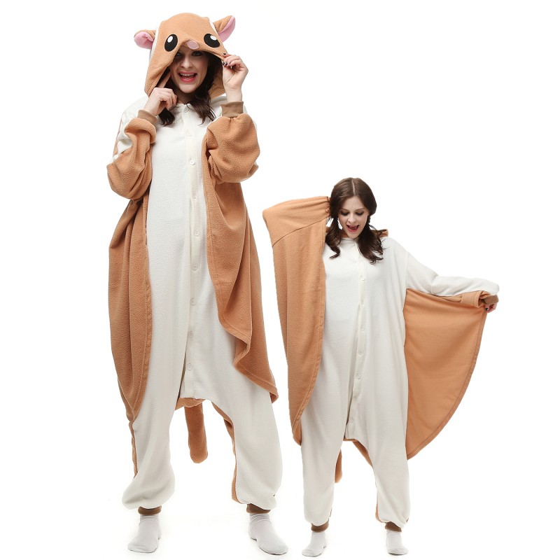 Flying Squirrel Costume Onesie Pajamas Adult Animal Onesie for