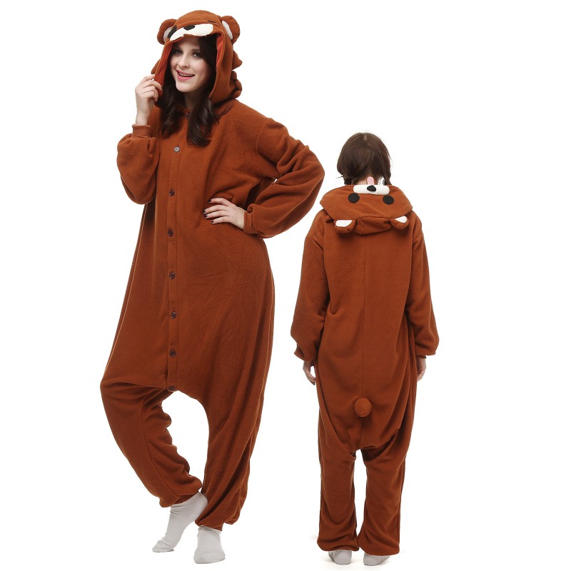 Brown Bear Costume Onesie Pajamas Adult Animal Onesie for Women & Men 