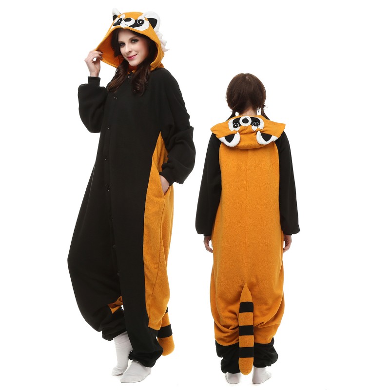 Red Panda Raccoon Costume Onesie Pajamas Adult Animal Onesie for Women & Men  