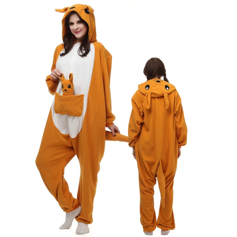 Kangaroo Costume Onesie Pajamas Adult Animal Onesie for Women & Men -  