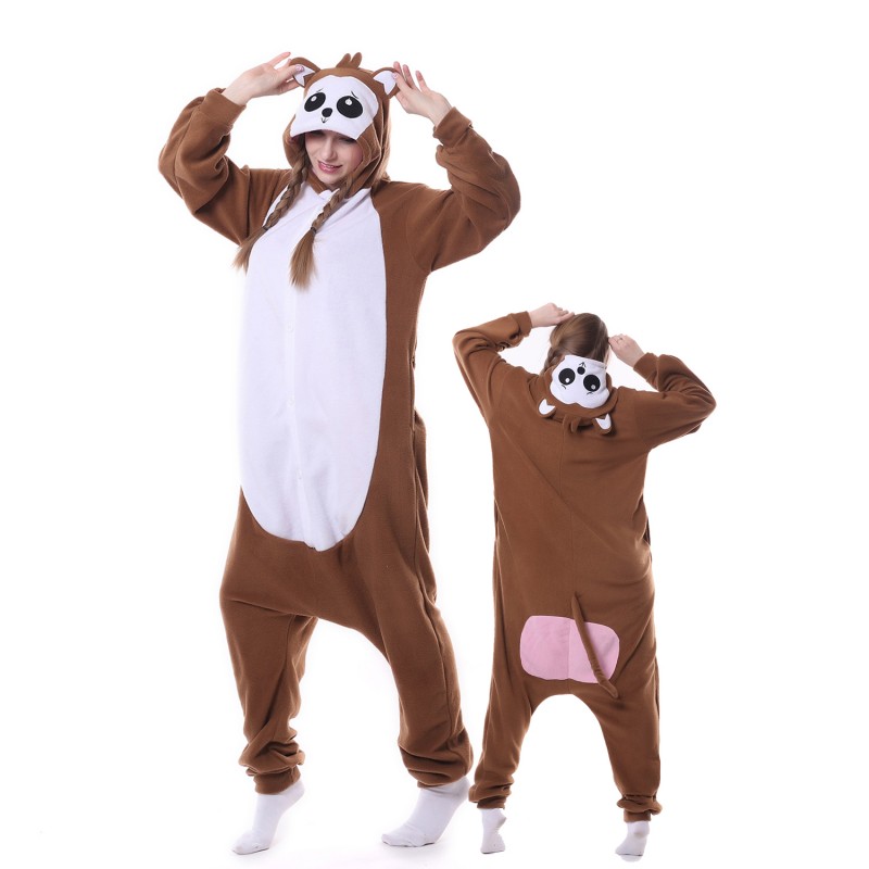 Monkey Costume Onesie Pajamas Adult Animal Costumes for Women & Men ...