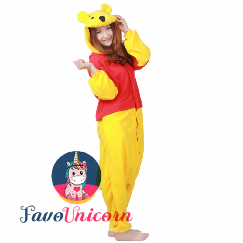 Erwachsene Karneval Tier Onesie10 Kostüm  Winnie the pooh Cosplay Schlafanzug 