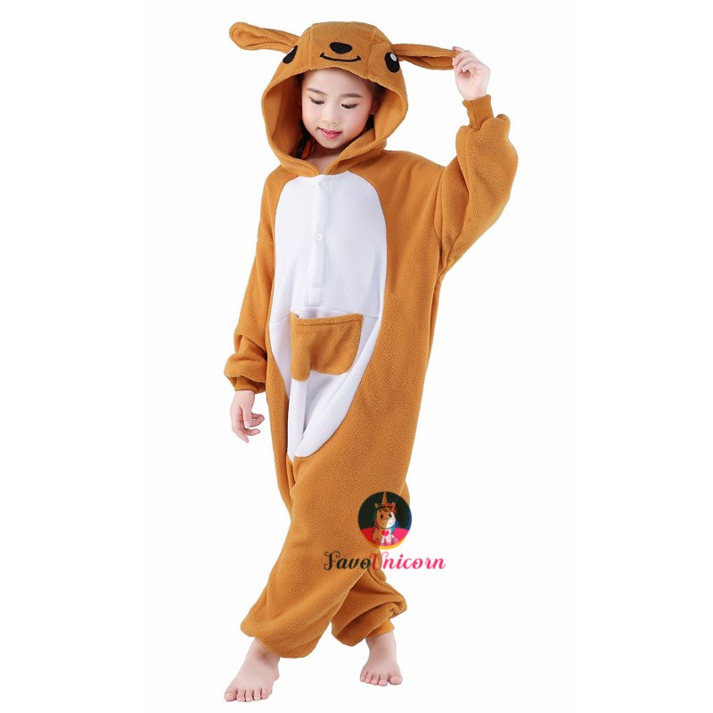 Beauty Shine Kids Onesies Unisex Child Animal Kangaroo Costume Halloween Cosplay Pajamas 