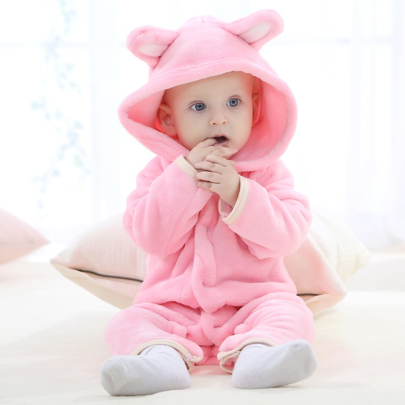 AV1870 Tiny baby bear star printed onesie pink