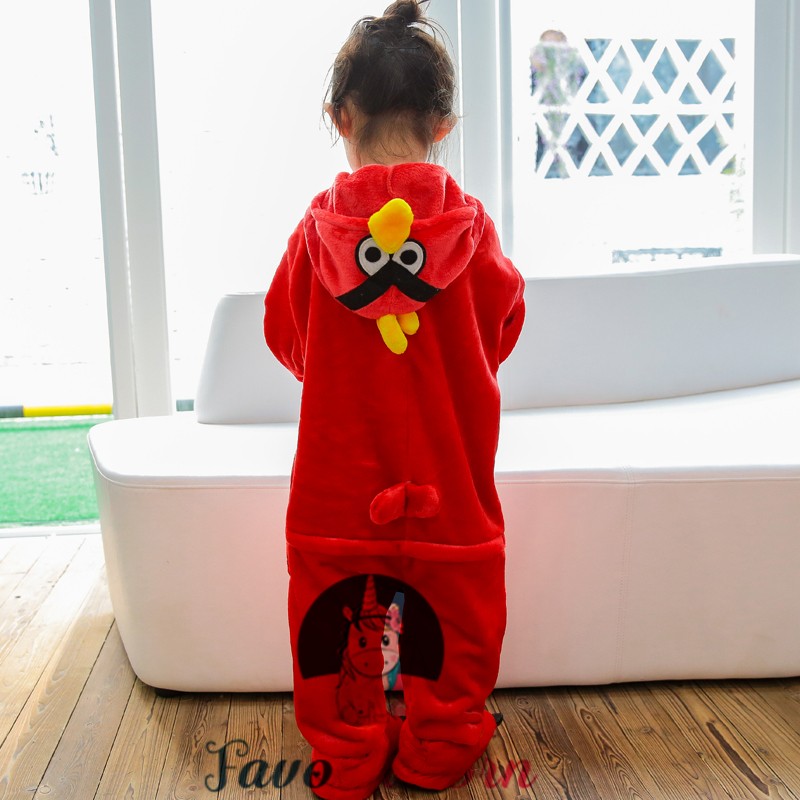 Costumes Cartoon Enfants Kigurumi Chat d'hiver Flanner Onesie Pyjama Animaux  Homewear Costume Jumpsuit (Couleur: Red Bird, Taille: M) (Color : Red Bird,  Size : XXS) : : Mode