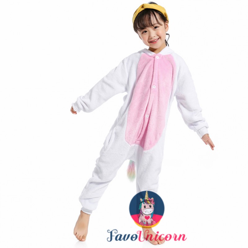 FuRobes Kids Unicorn Onesie Pajamas,One Piece Children Cosplay Animal Costume Halloween Sleepwear for Girls and Boys Gift 
