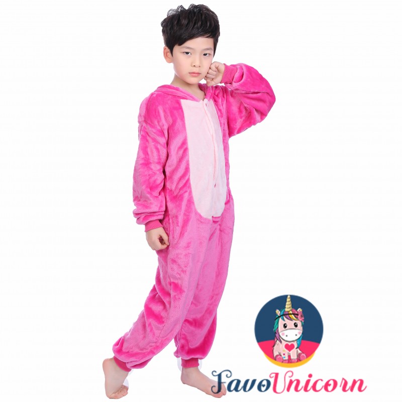 Kids Pink Stitch Costume Onesie Pajama Animal Outfit for Boys & Girls 