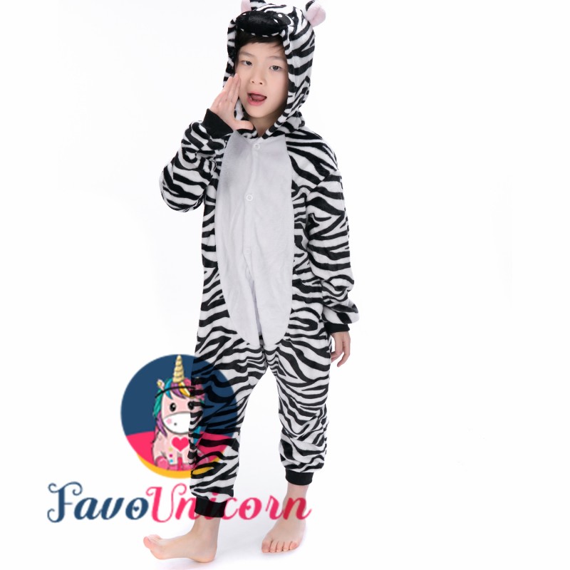 Zebra Onesie Costume Pajama Kids Animal Outfit for Boys & Girls -  