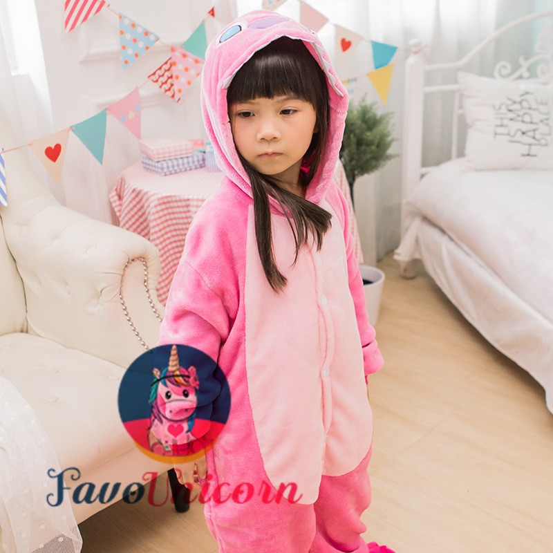 Kids Pink Stitch Costume Onesie Pajama Animal Outfit for Boys & Girls - Favounicorn.com
