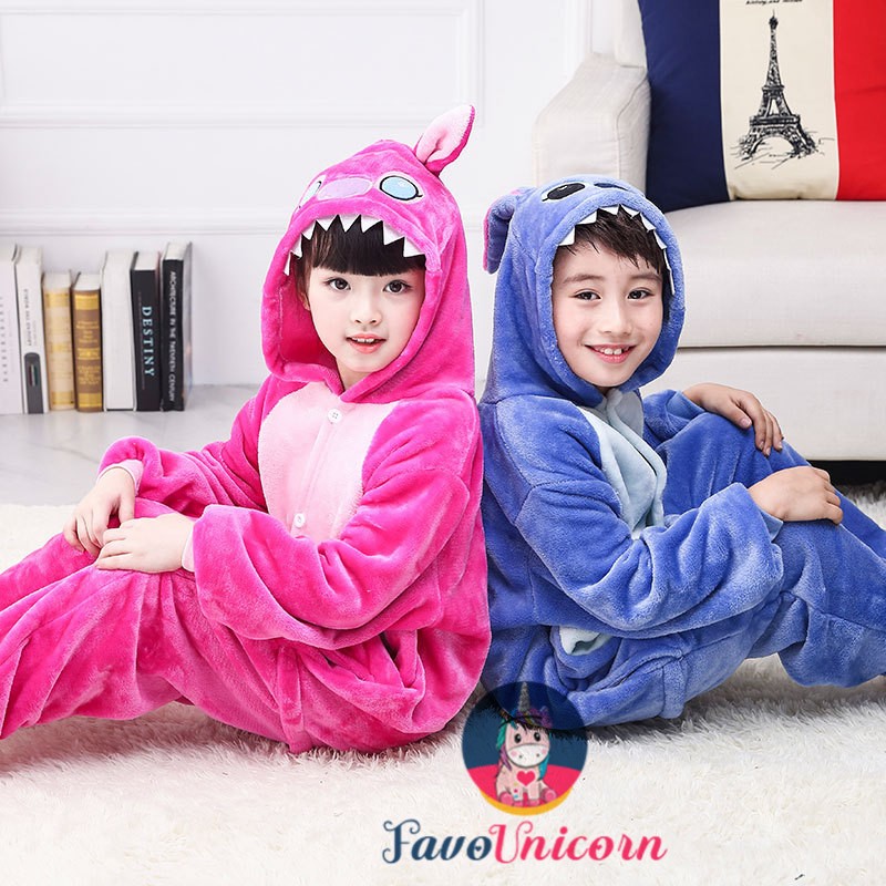Kids Halloween Costumes Cartoon Animal Stitch Cute Outfit Flannel