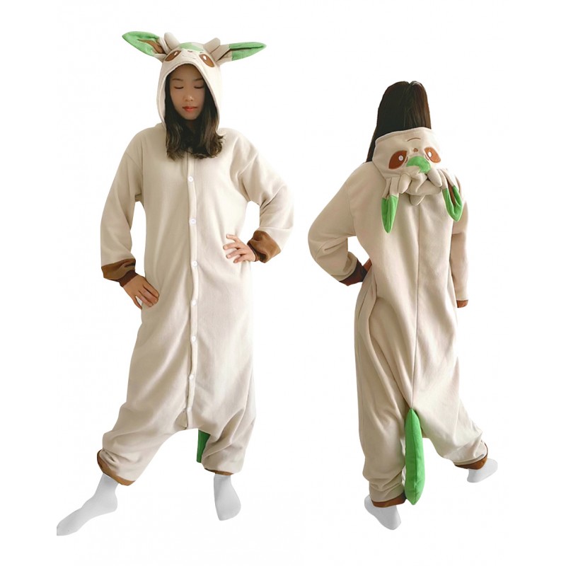 Autorisatie merknaam Vul in Eevee Leafeon Costume Onesie Halloween Outfit Party Wear Pajamas