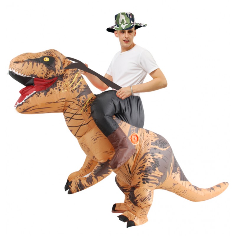 T Rex Costume Inflatable Dinosaur Adult T-rex Fancy Dress for Halloween Brown 