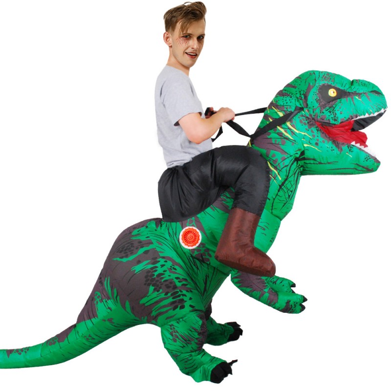 Inflatable Dinosaur Costume Riding T Rex Blow up Deluxe Halloween ...