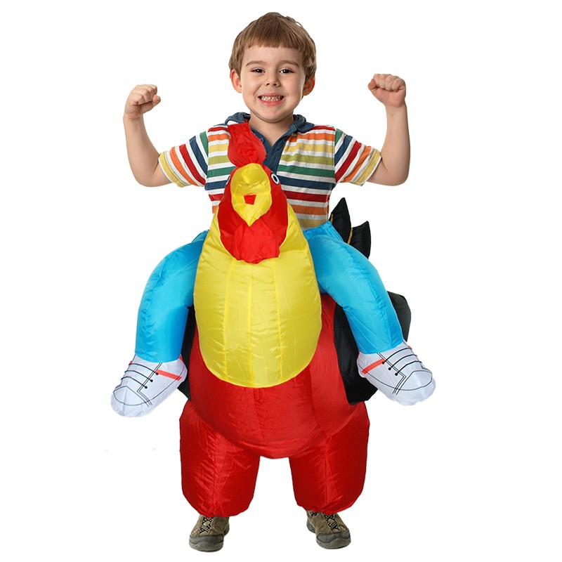 IInflatable Chicken Halloween Riding Costume for Adult & Kids Fancy Dress  Suit 