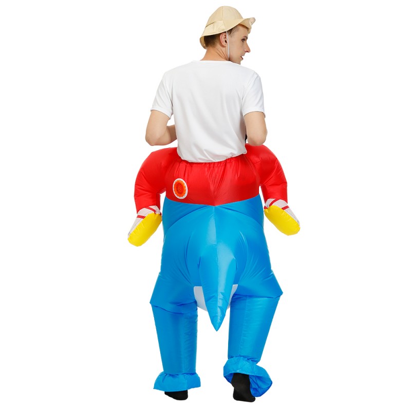 Inflatable Blue Dinosaur Costume Halloween Blow Up Ride On Funny Costumes  For Adult & Kids 