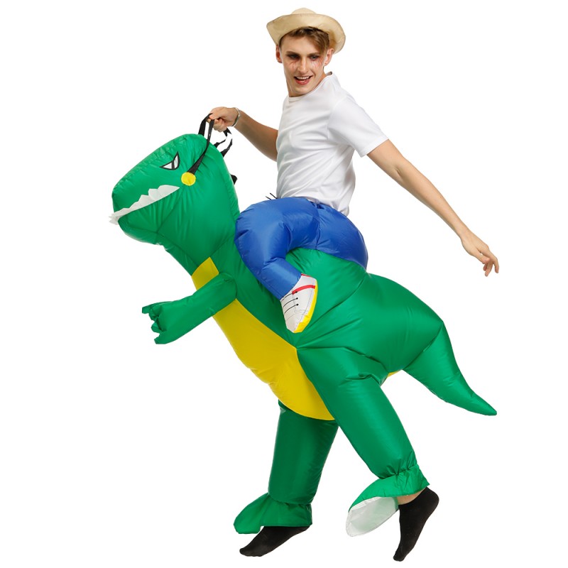 Inflatable Green Dinosaur Costume Halloween Blow Up Ride On Funny ...