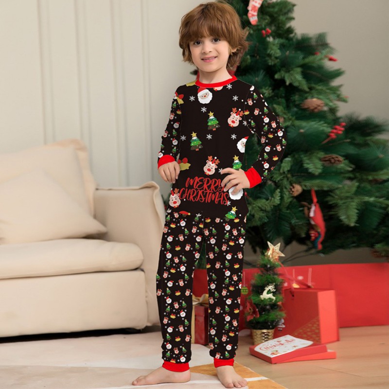 Snowflake Pattern Family Christmas Pajamas Set Long Sleeve Sleepwear