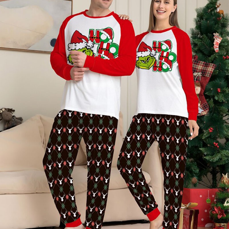 Red Grinch Family Pajamas Christmas Pjs for Women Men Kids