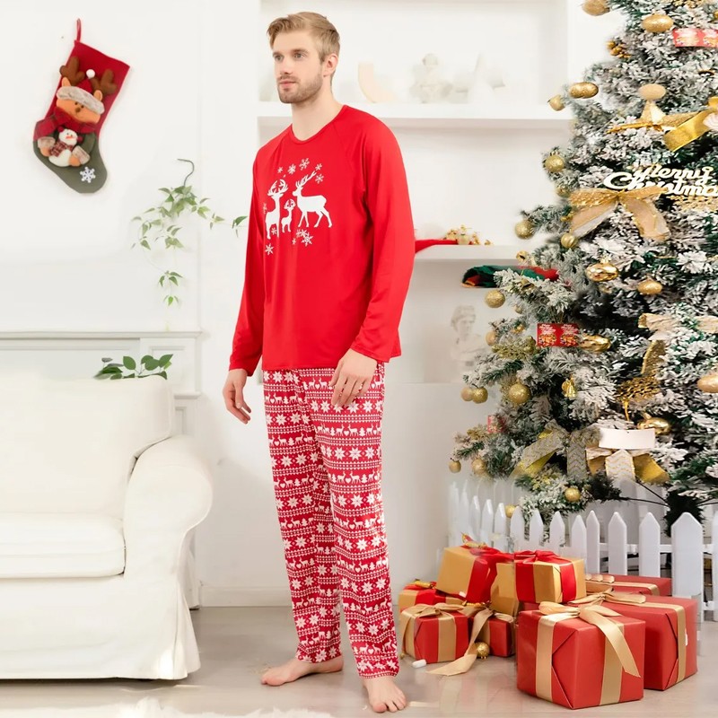 HAWEE Matching Christmas Family Pajamas Sets, Xmas Elk Reindeer Print  Family Christmas Pjs Matching Sets Sleepwear Outfits