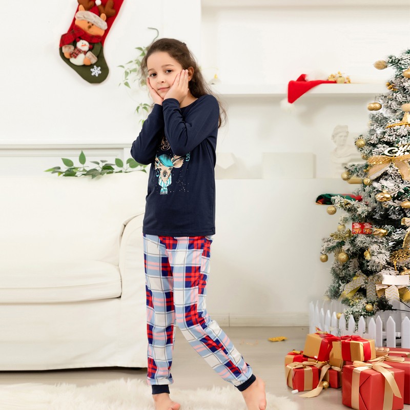 Christmas Family Matching Pajamas Set Christmas Holiday PJs Elk Top