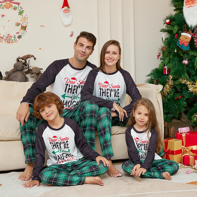 Christmas Pajamas Green Plaid Family Sleepwear Set Xmas Festival Pj's