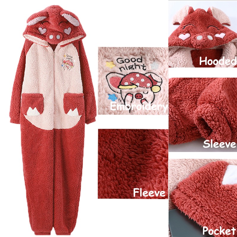 Heart Pig Onesies Pajams Girls Cartoon Sleepwear Home Clothing
