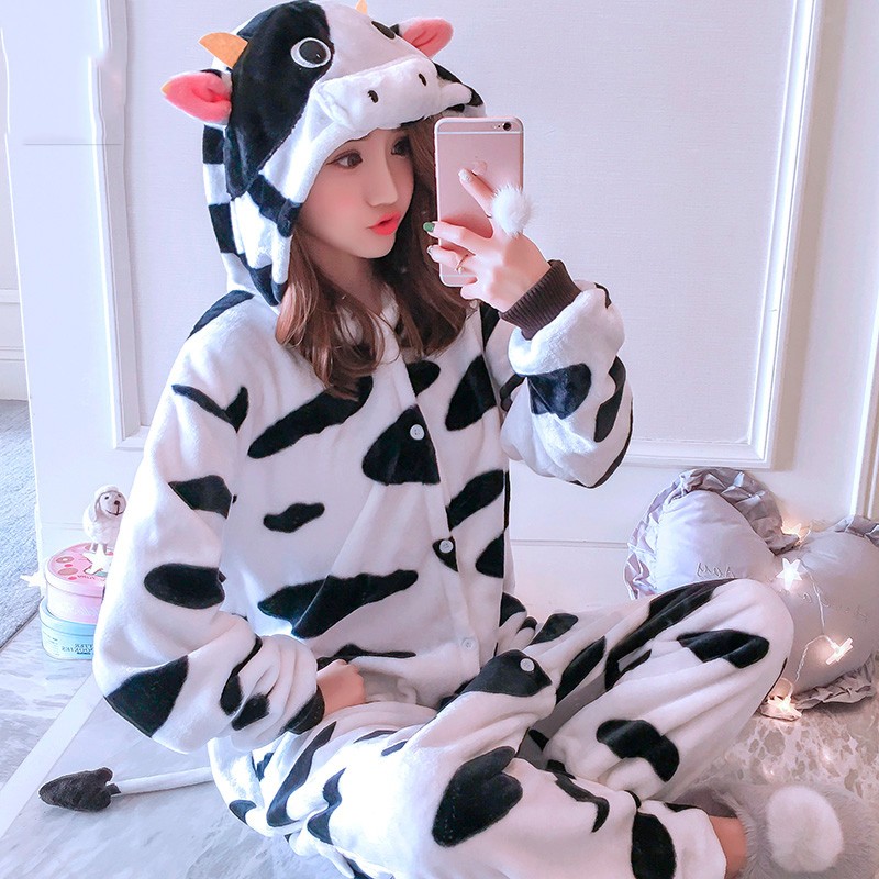 Emolly Fashion Adult Cow Animal Onesie Costume Pajamas for Adults and Teens 