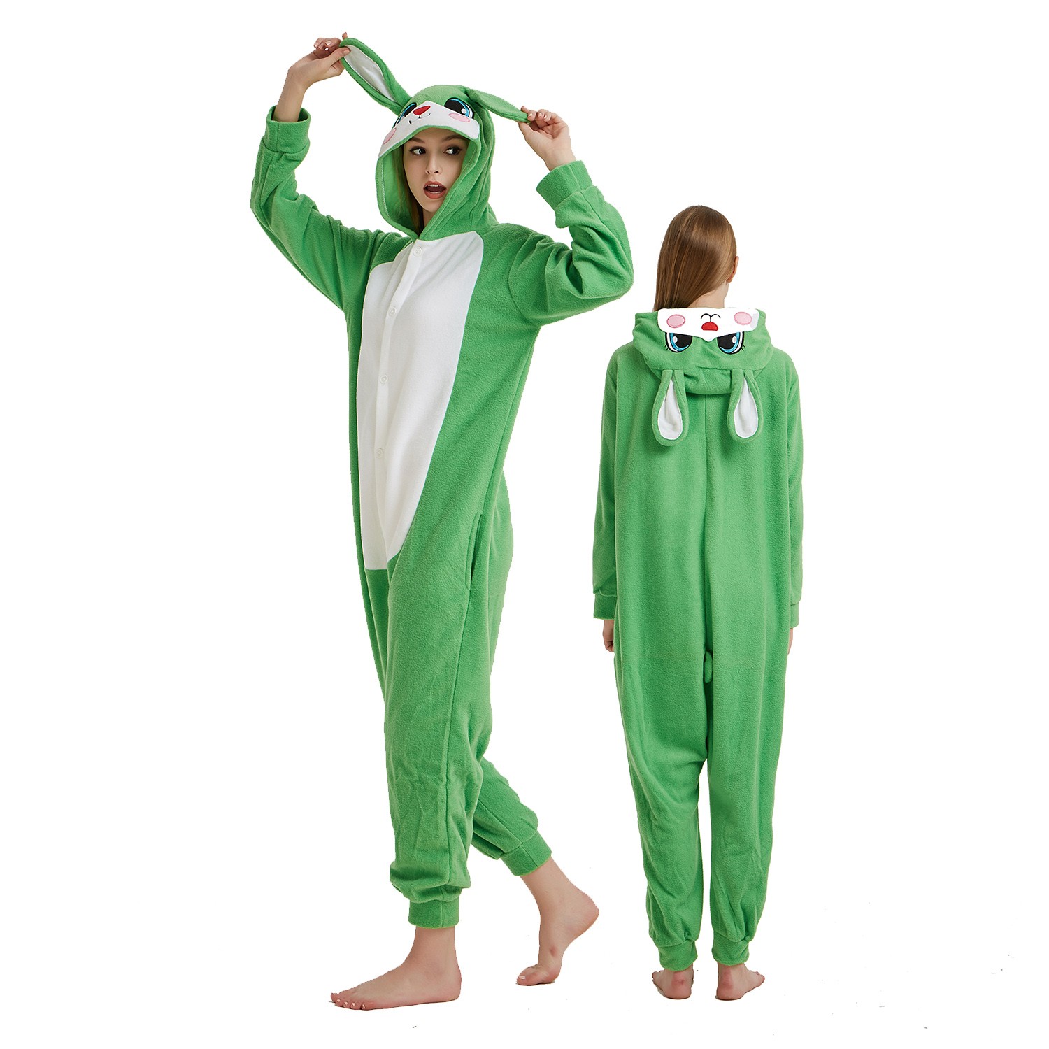 Green Rabbit Bunny Onesie Costume Pajama for Adult Women & Men