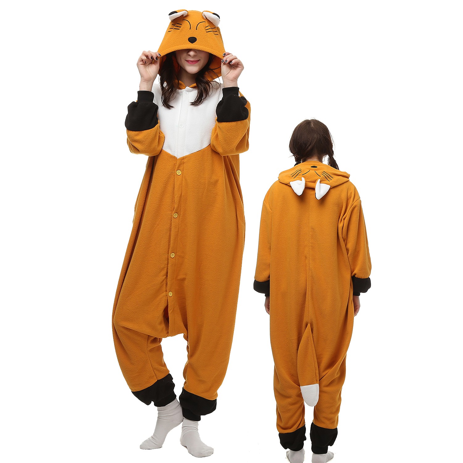Fox Onesies Adult Pajamas Plus One Piece Cosplay Animal Costume for Women Men 