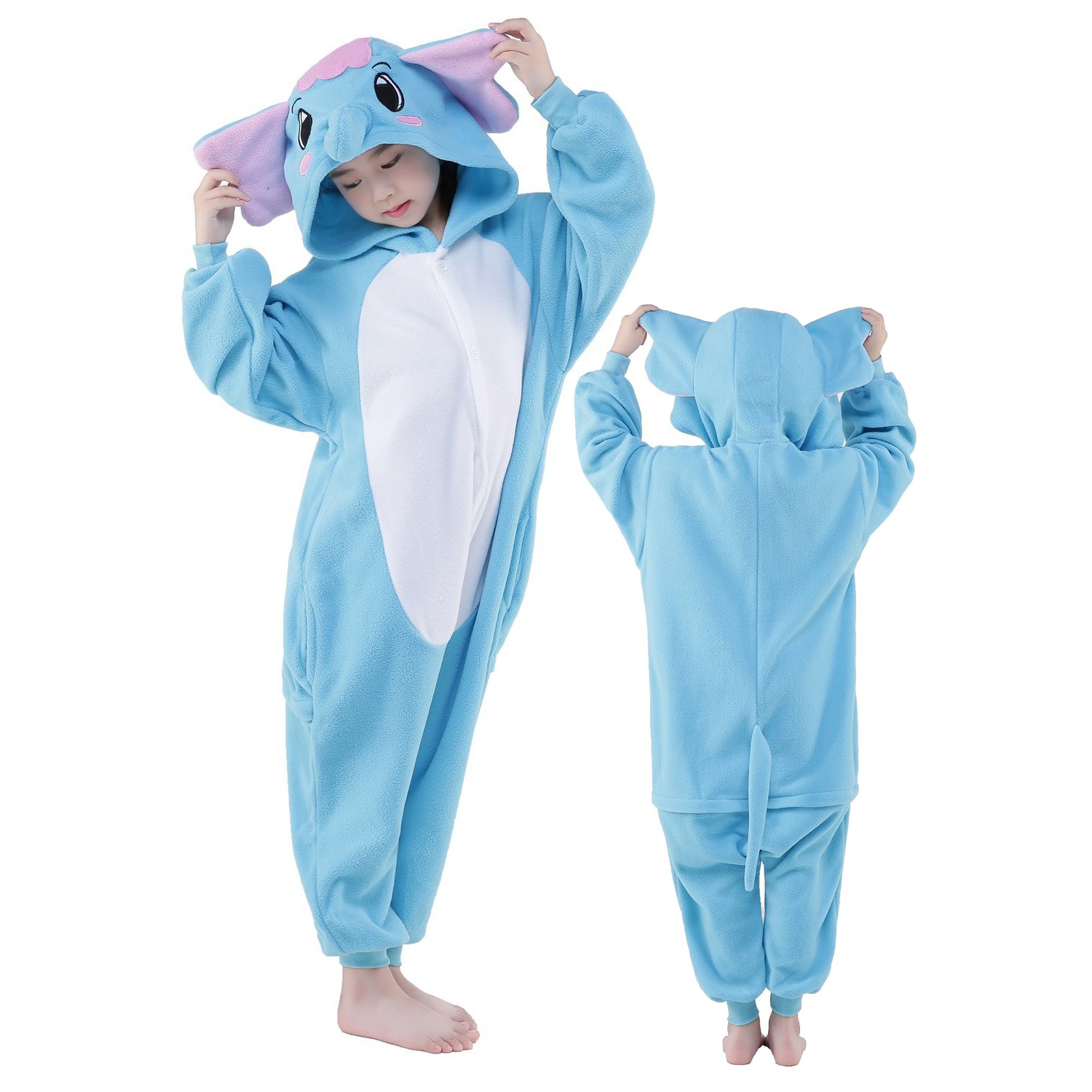 Blue Elephant Onesie Costume Pajama Kids Animal Outfit for Boys & Girls ...