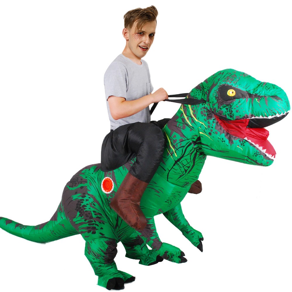 Inflatable Dinosaur Costume Riding T Rex Blow up Deluxe Halloween ...