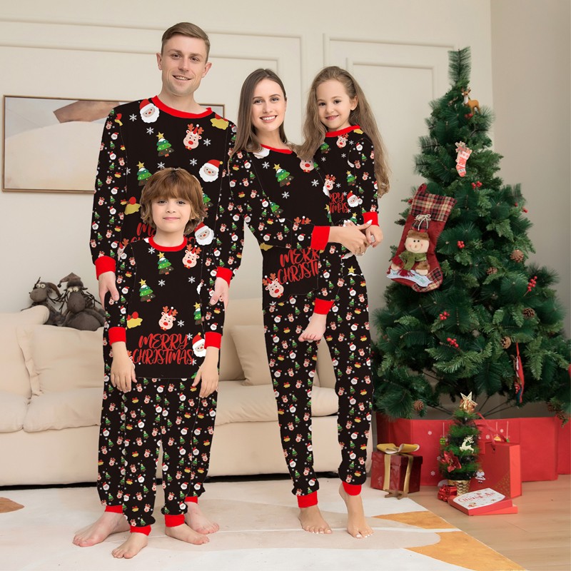 Family Matching Christmas Pajamas Set Holiday Santa Claus