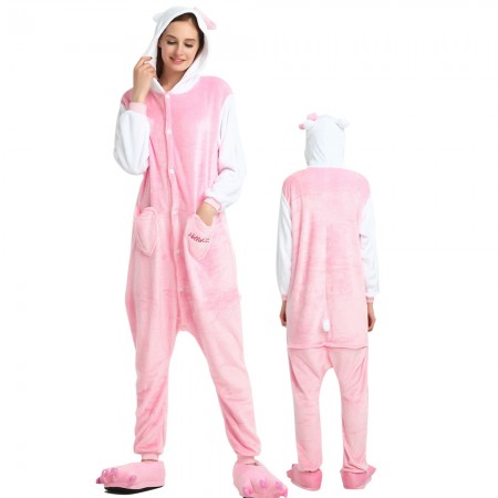 Pink Cat Costume Onesie for Women & Men Pajamas Halloween Outfit