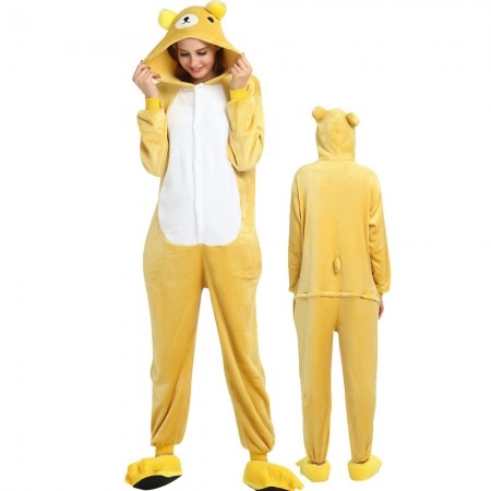 Rilakkuma Bear Costume Onesie for Women & Men Pajamas Halloween Outfit