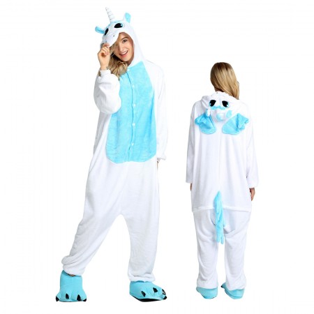 Blue Unicorn Costume Onesie for Women & Men Pajamas Halloween Outfit