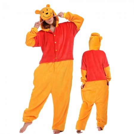 Winnie The Pooh Costume Onesie for Women & Men Pajamas Halloween Outfit