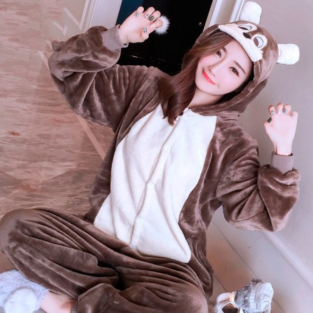 Squirrel Onesie Costume Pajamas for Adults & Teens Halloween Outfit