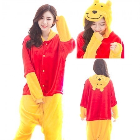 Winnie The Pooh Bear Costume Onesie for Women & Men Pajamas Halloween Outfit