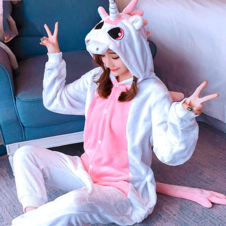 Pink Unicorn Onesie Costume Pajamas for Adults & Teens Halloween Outfit