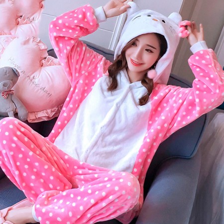 Kitty Cat Onesie Costume Pajamas for Adults & Teens Halloween Outfit