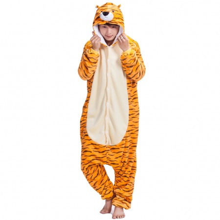 Tiger Onesie Costume Pajamas for Adults & Teens Halloween Outfit