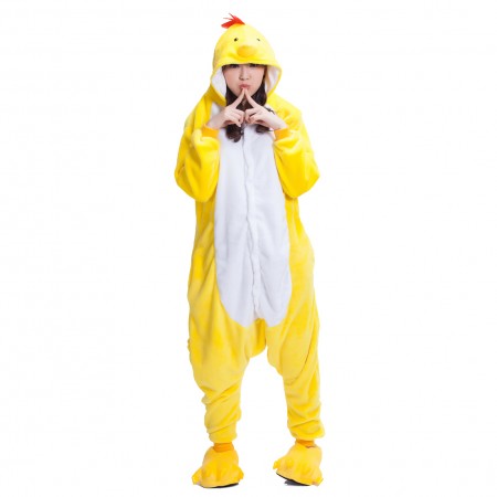 Cute Chick Onesie Costume Pajamas for Adults & Teens Halloween Outfit