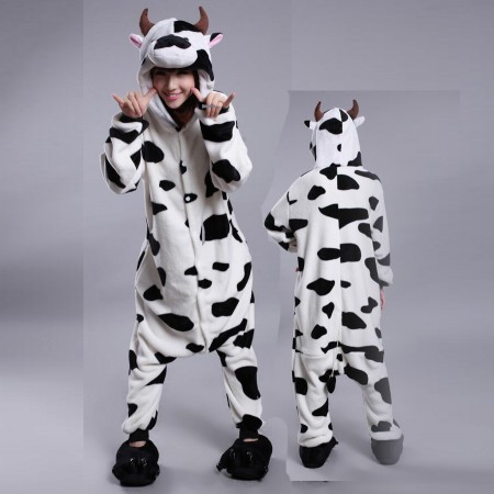 Cow Onesie Costume Pajamas for Adults & Teens Halloween Cosplay Outfit